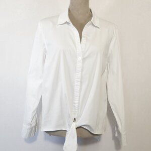 Habitat Clothes To Live In Size XL White V-Neck Button Down Tie Knot Front Top